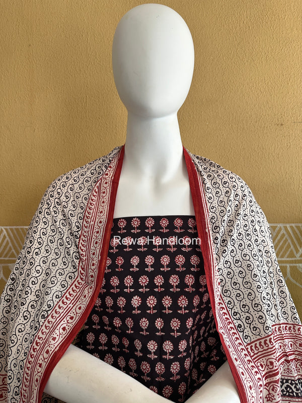 Black-White Bagh Print Cotton Suit BGCSJ0221