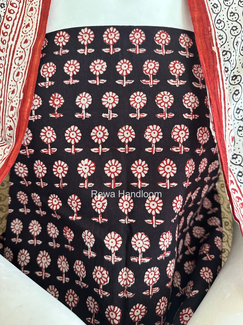 Black-White Bagh Print Cotton Suit BGCSJ0221
