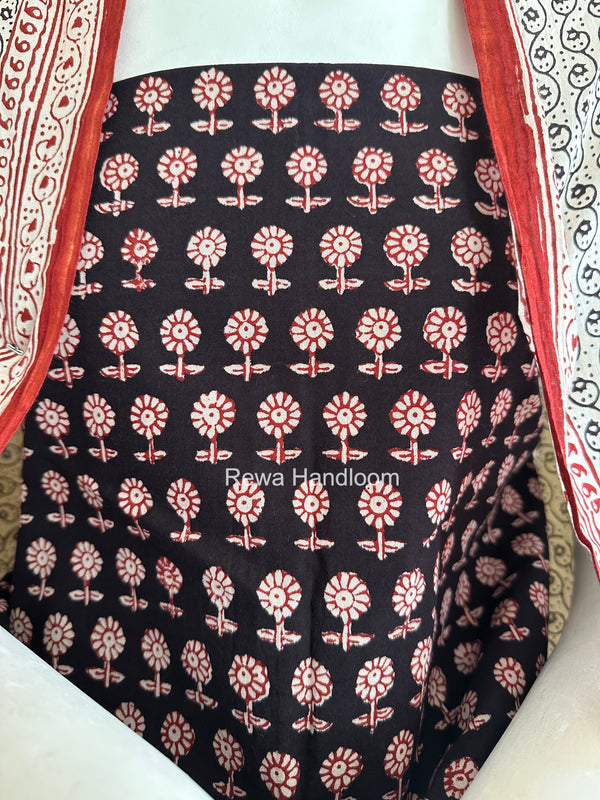 Black-White Bagh Print Cotton Suit BGCSJ0221