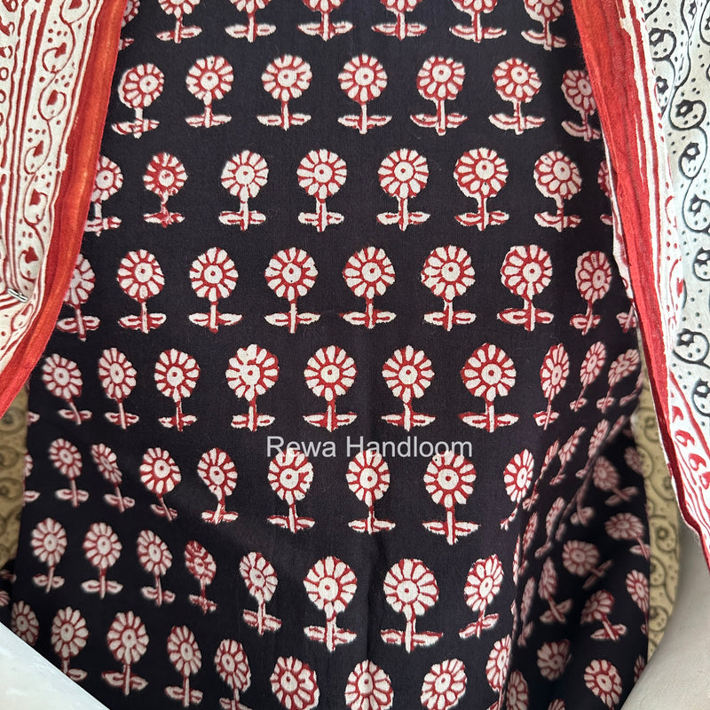 Black-White Bagh Print Cotton Suit BGCSJ0221