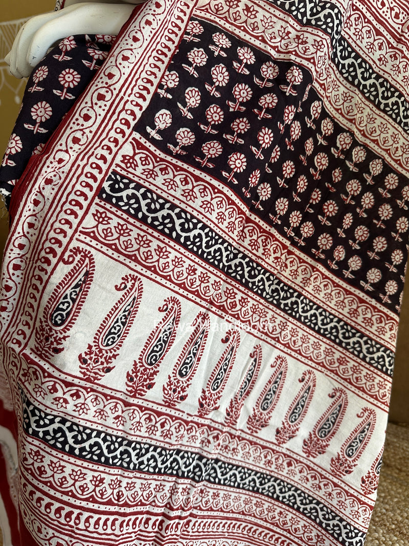 Black-White Bagh Print Cotton Suit BGCSJ0221