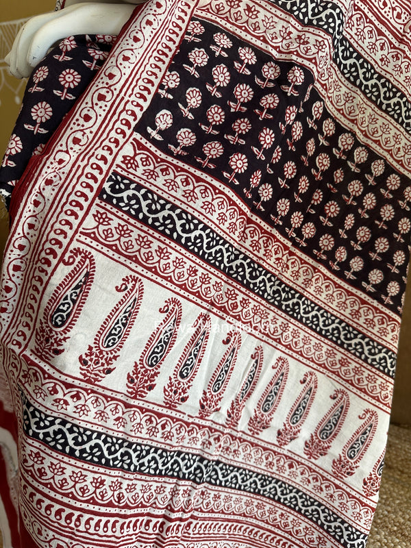 Black-White Bagh Print Cotton Suit BGCSJ0221