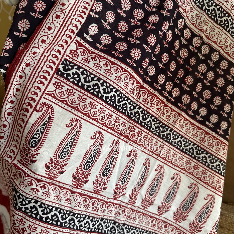 Black-White Bagh Print Cotton Suit BGCSJ0221