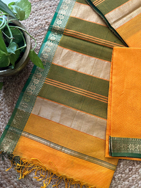 Maheshwari Yellow Garbha Reshami Silk Saree-GS03