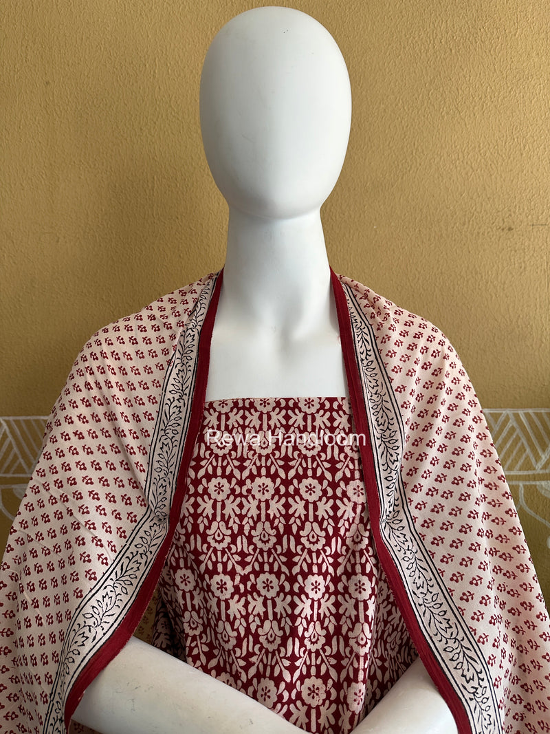 Red-White Bagh Print Cotton Suit BGCSJ0201