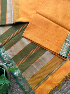 Maheshwari Yellow Garbha Reshami Silk Saree-GS03