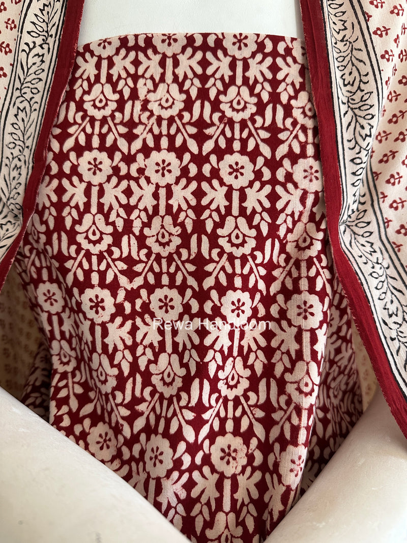 Red-White Bagh Print Cotton Suit BGCSJ0201