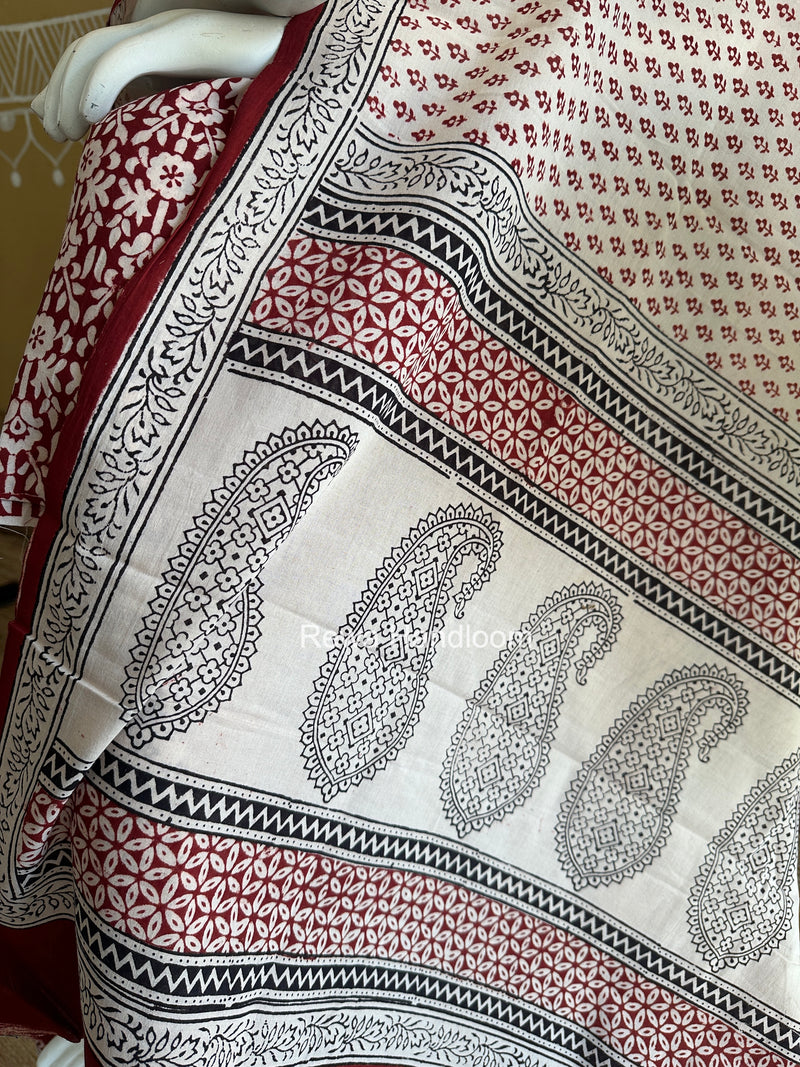 Red-White Bagh Print Cotton Suit BGCSJ0201