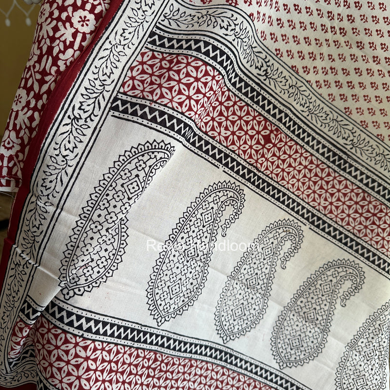Red-White Bagh Print Cotton Suit BGCSJ0201