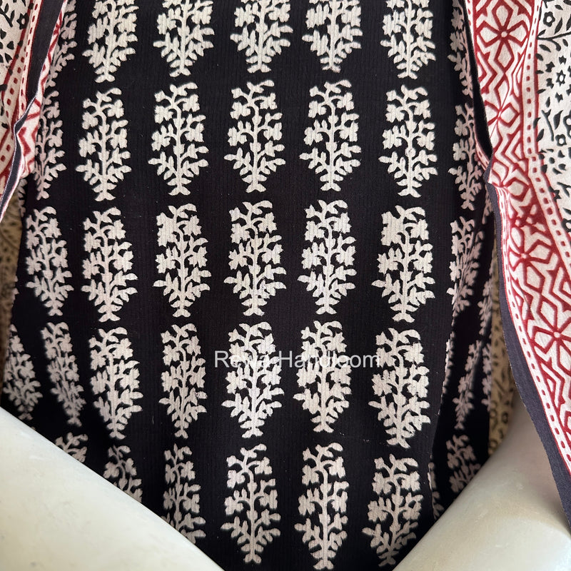 Black-White Bagh Print Cotton Suit BCSP0137