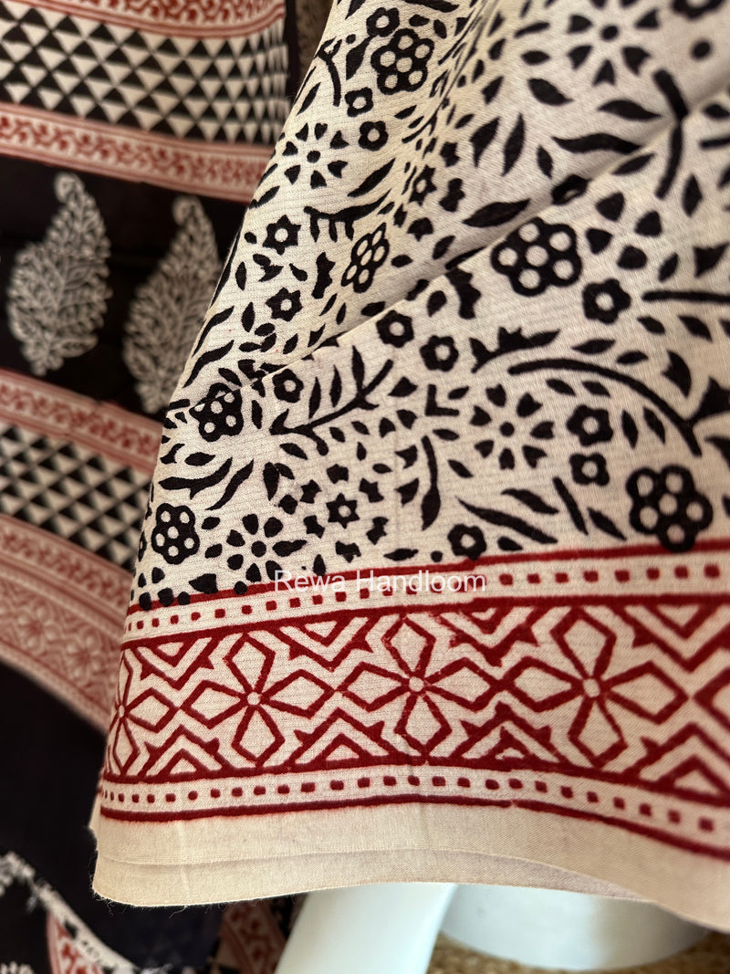 Black-White Bagh Print Cotton Suit BCSP0137