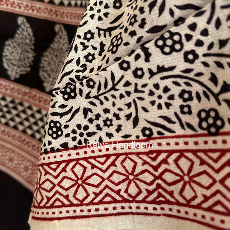 Black-White Bagh Print Cotton Suit BCSP0137