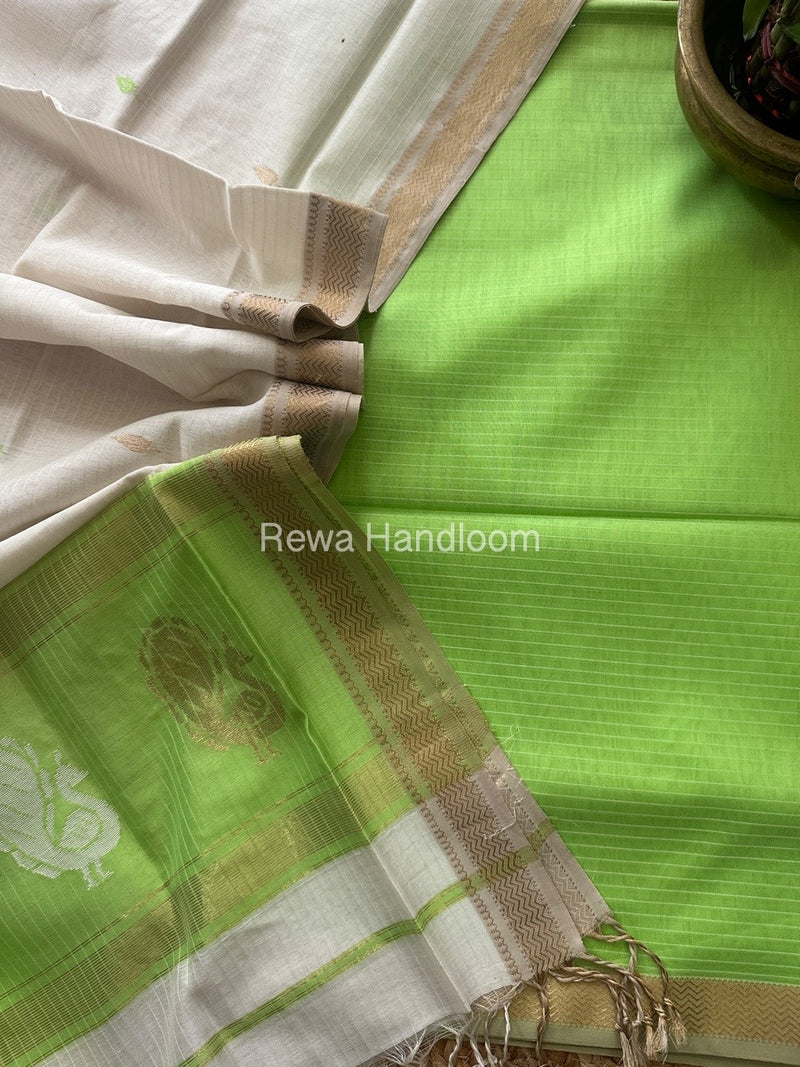 Maheshwari Peacock Buta-Buti Top-Dupatta Set 