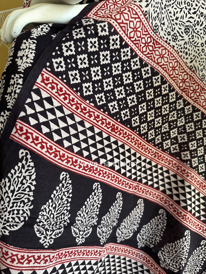 Black-White Bagh Print Cotton Suit BCSP0137