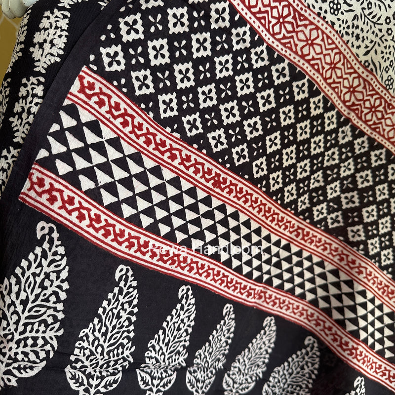 Black-White Bagh Print Cotton Suit BCSP0137