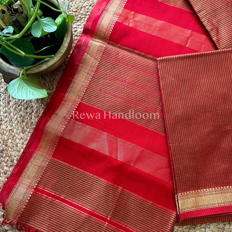 Maheshwari Green Garbha Reshami Silk Saree-GS05