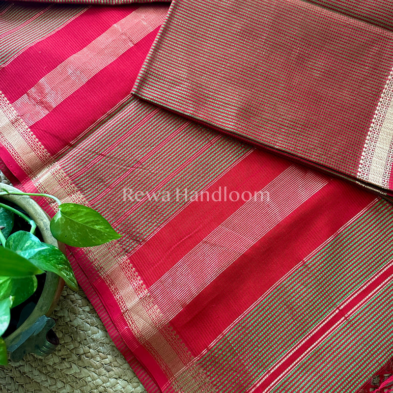 Maheshwari Green Garbha Reshami Silk Saree-GS05