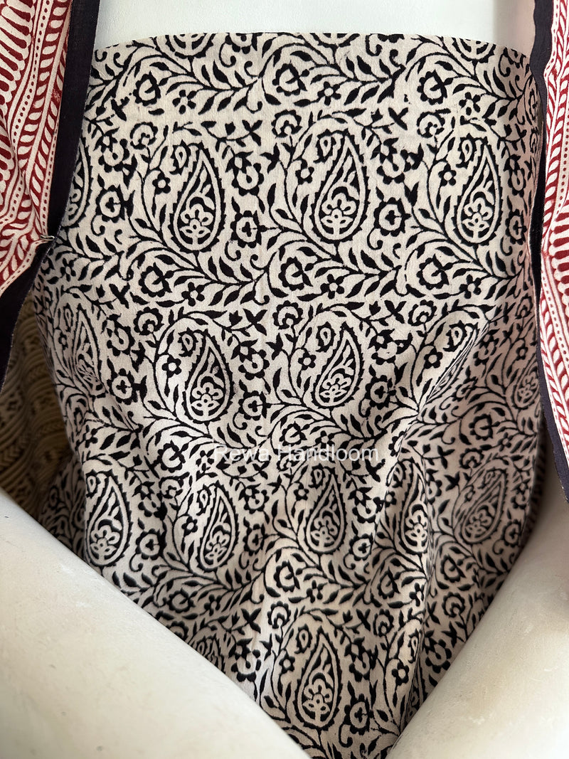 Black-White Bagh Print Cotton Suit BGCSJ0209