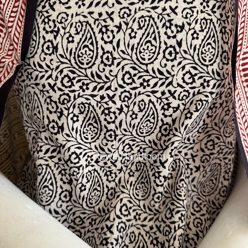Black-White Bagh Print Cotton Suit BGCSJ0209