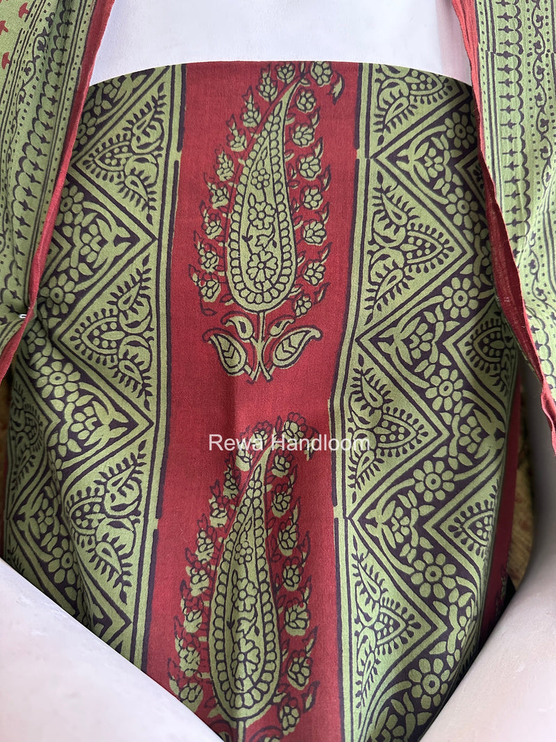 Maroon-Green Bagh Print Cotton Suit BGCSJ0220 