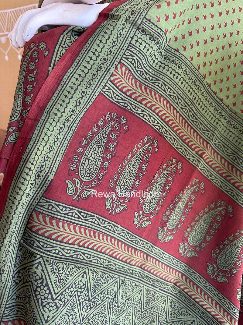 Maroon-Green Bagh Print Cotton Suit BGCSJ0220 