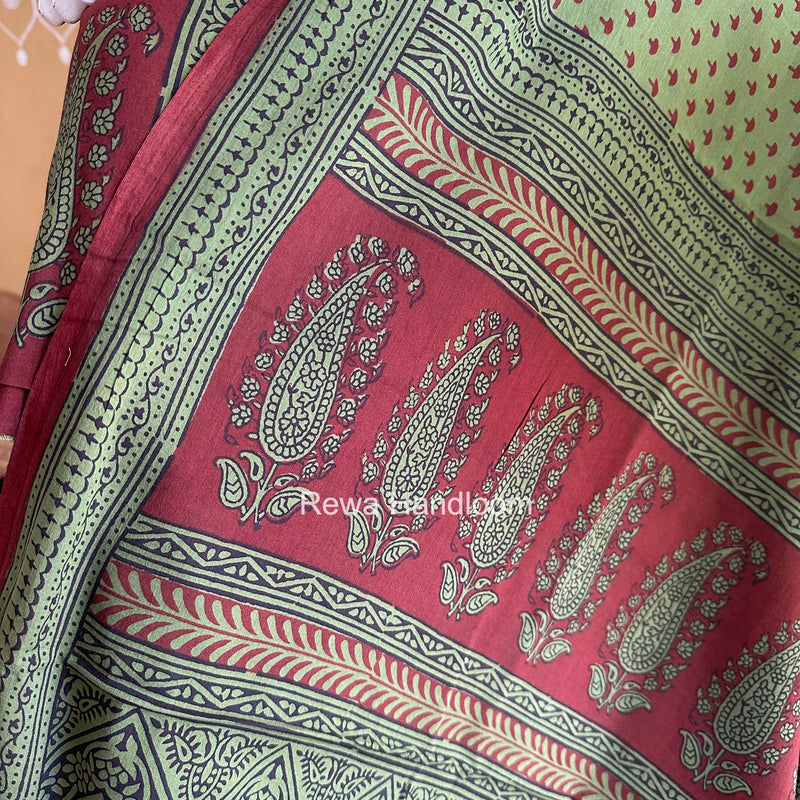 Maroon-Green Bagh Print Cotton Suit BGCSJ0220 
