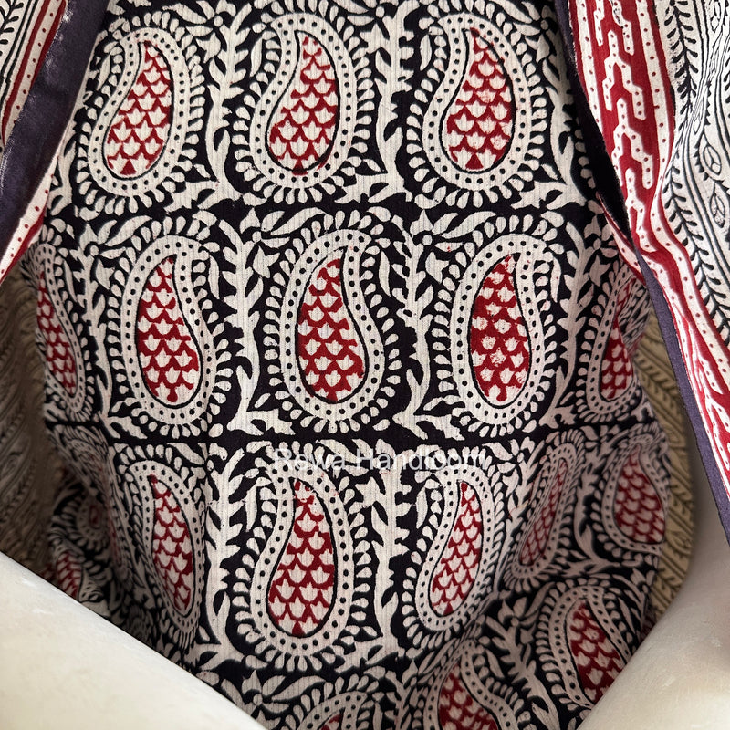 White-Black Bagh Print Cotton Suit BCSP0132