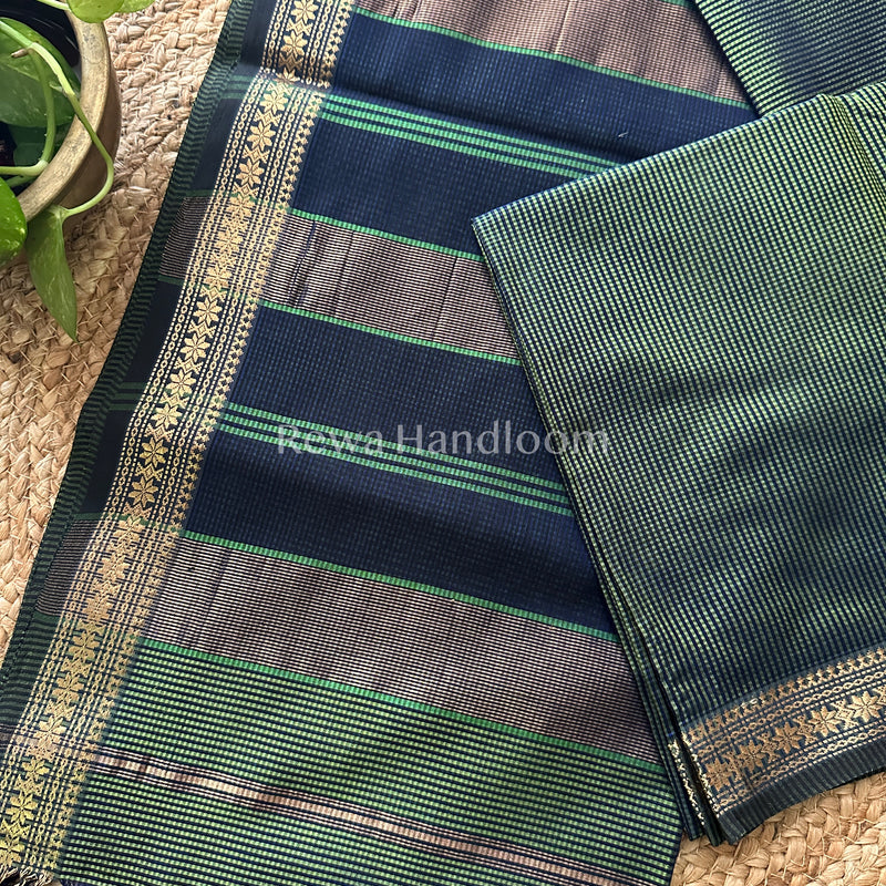 Maheshwari Green Garbha Reshami Silk Saree-GS08