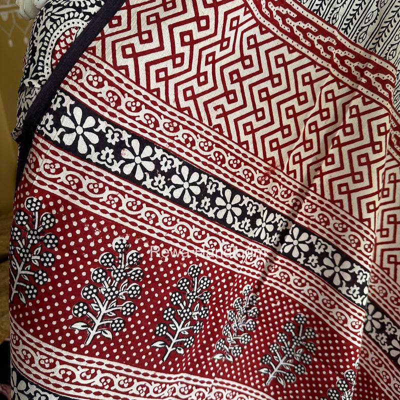 White-Black Bagh Print Cotton Suit BCSP0132