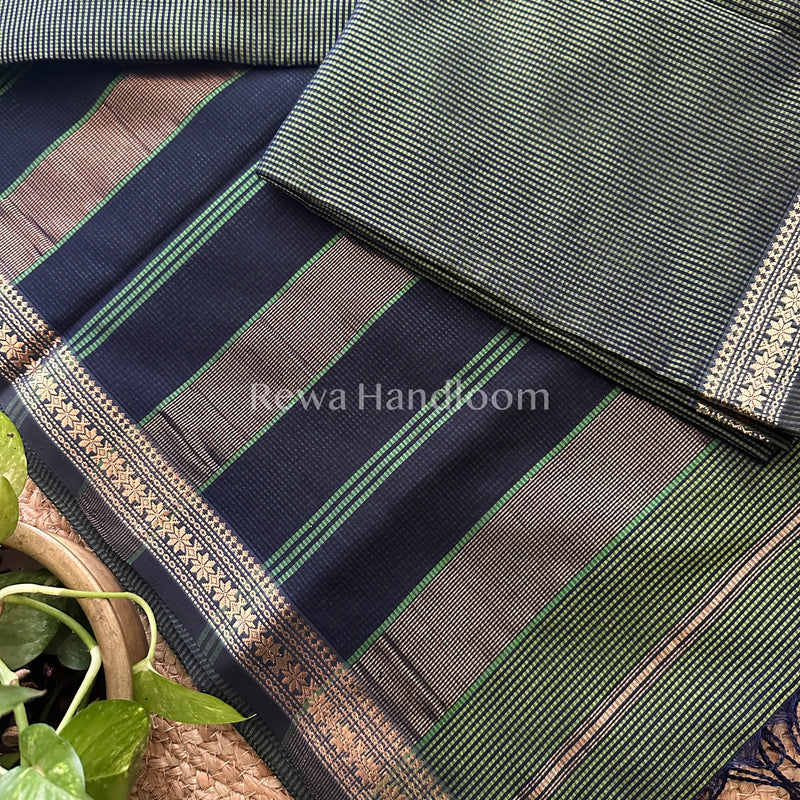 Maheshwari Green Garbha Reshami Silk Saree-GS08
