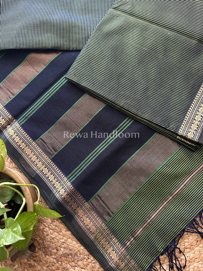 Maheshwari Green Garbha Reshami Silk Saree-GS08