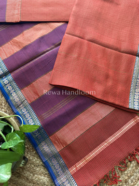 Maheshwari Dark Red Garbha Reshami Silk Saree-GS09