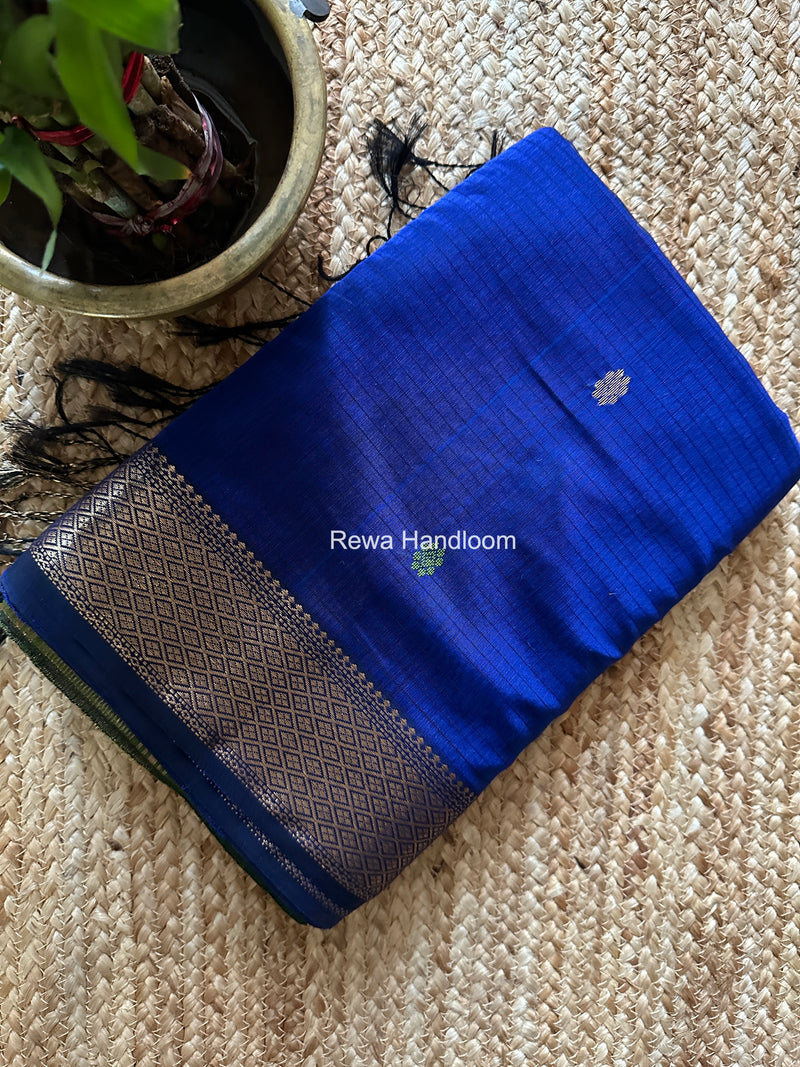 Maheshwari Blue Butta Pallu Saree BTPS086