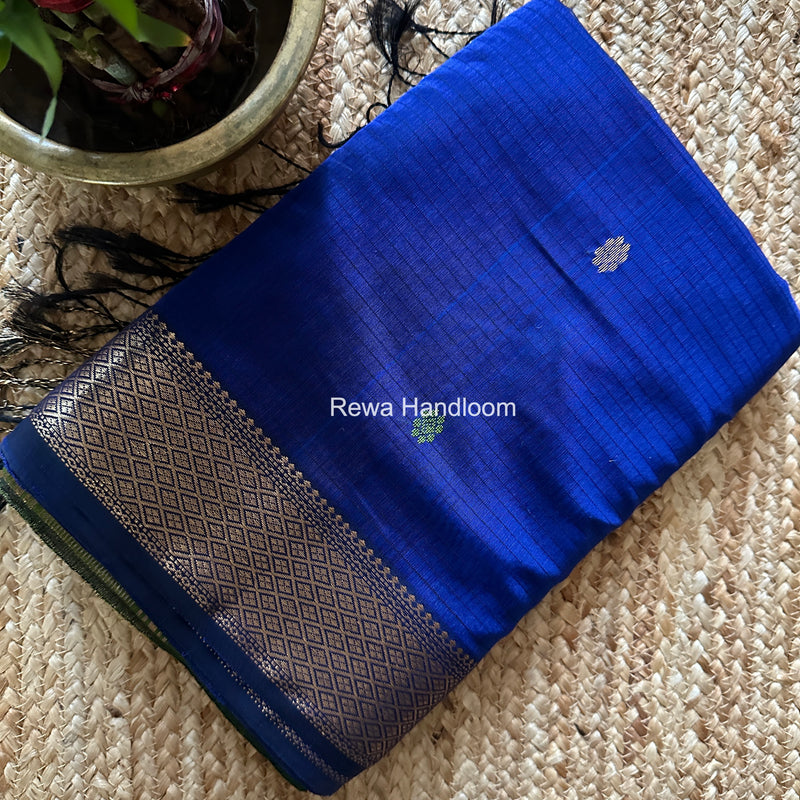 Maheshwari Blue Butta Pallu Saree BTPS086