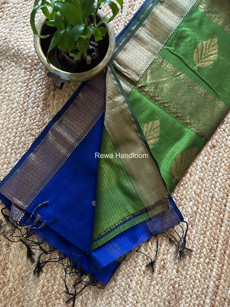 Maheshwari Blue Butta Pallu Saree BTPS086