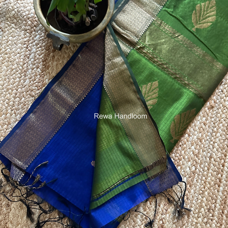Maheshwari Blue Butta Pallu Saree BTPS086