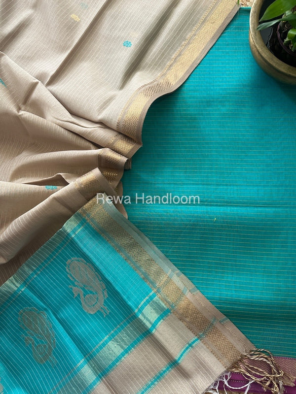 Maheshwari Peacock Buta-Buti Top-Dupatta Set