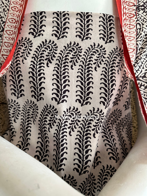 White-Black Bagh Print Cotton Suit BGCSJ0223