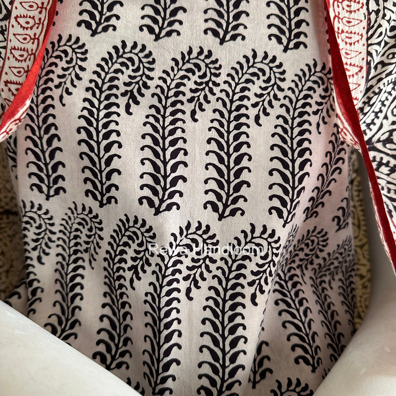 White-Black Bagh Print Cotton Suit BGCSJ0223