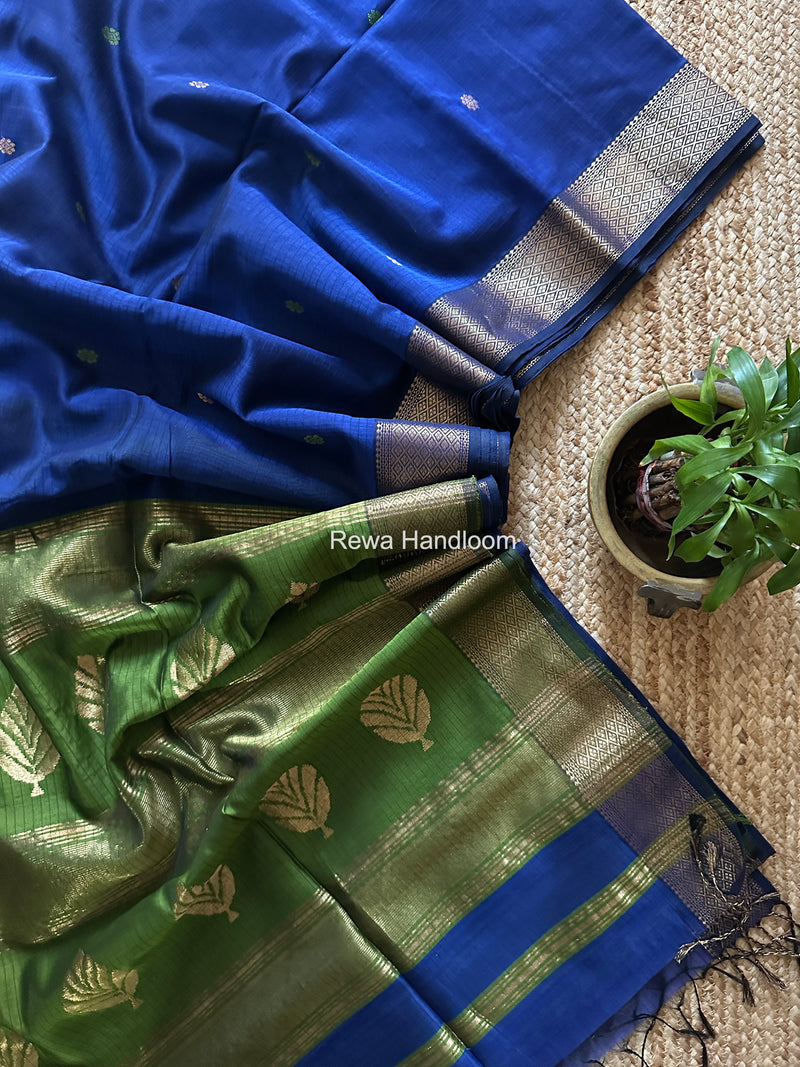 Maheshwari Blue Butta Pallu Saree BTPS086