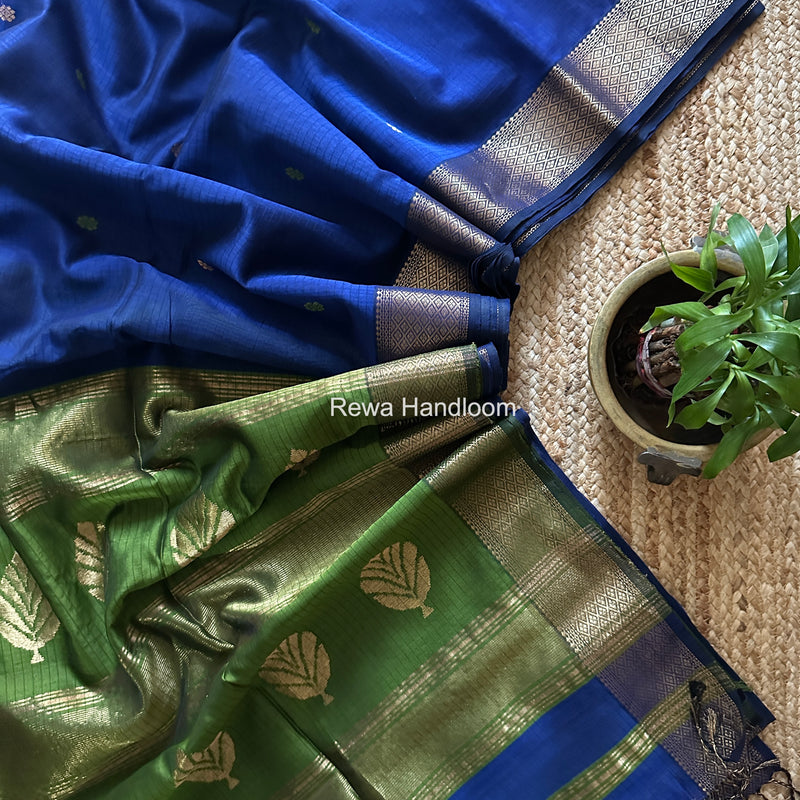 Maheshwari Blue Butta Pallu Saree BTPS086