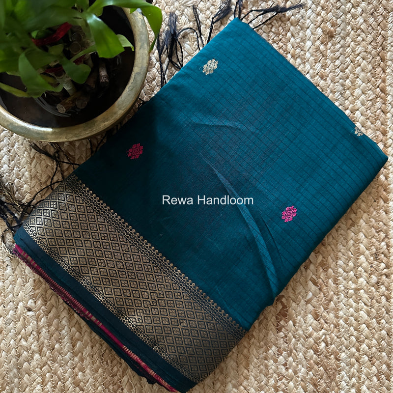 Maheshwari Rama Green Butta Pallu Saree BTPS087