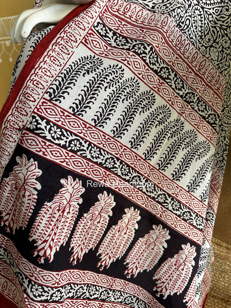 White-Black Bagh Print Cotton Suit BGCSJ0223