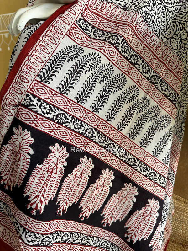 White-Black Bagh Print Cotton Suit BGCSJ0223