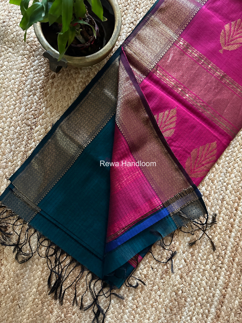 Maheshwari Rama Green Butta Pallu Saree BTPS087
