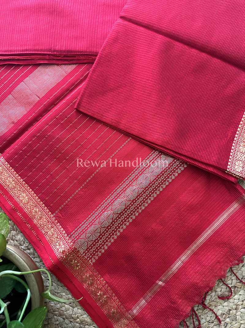 Maheshwari Red Garbha Reshami Silk Saree-GS11