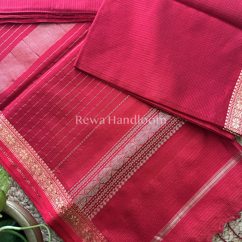Maheshwari Red Garbha Reshami Silk Saree-GS11