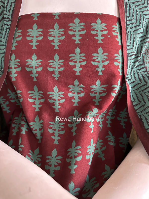 Maroon-Green Bagh Print Cotton Suit BGCSJ0210