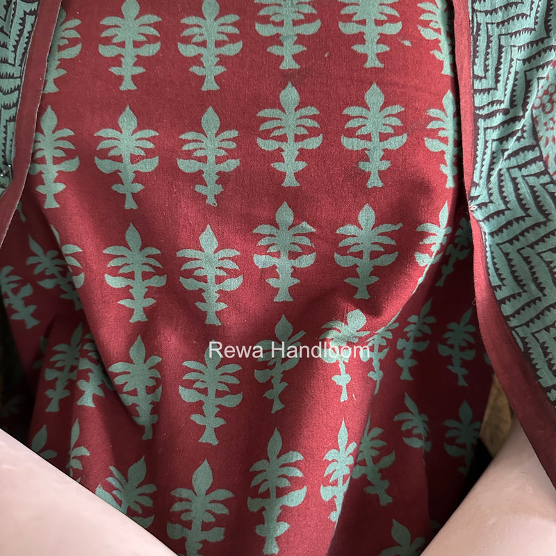 Maroon-Green Bagh Print Cotton Suit BGCSJ0210