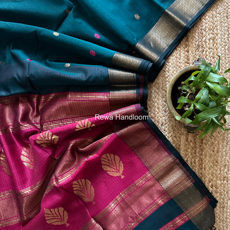 Maheshwari Rama Green Butta Pallu Saree BTPS087